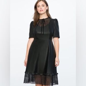 Eloquii faux leather lace bib dress